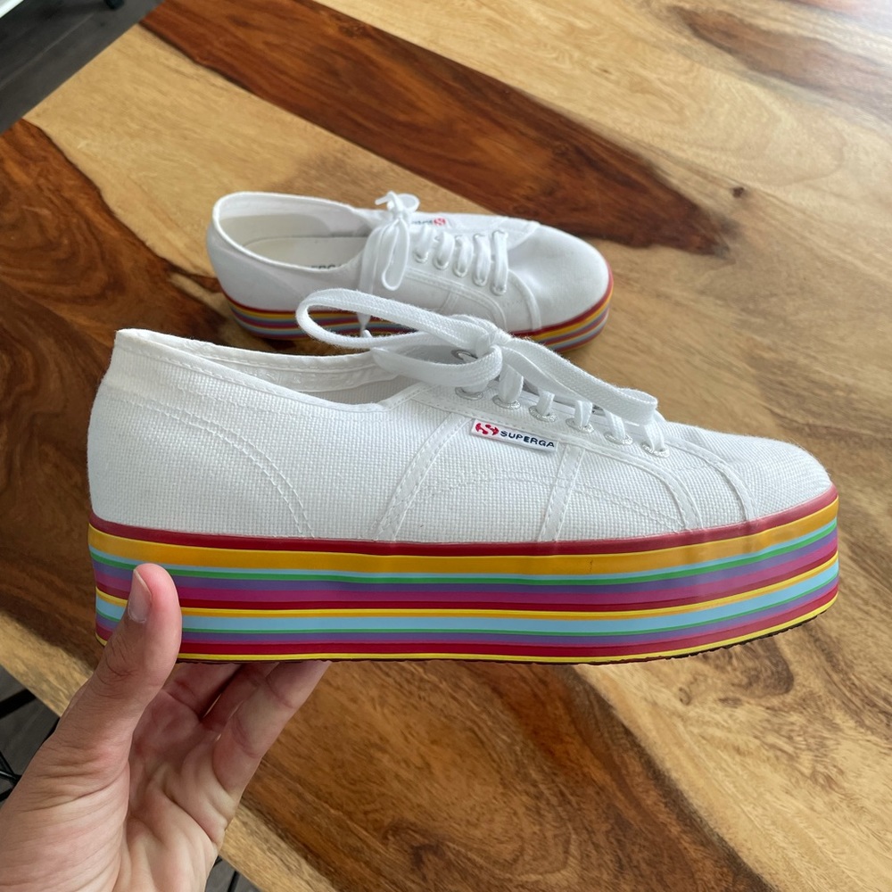 Superga rainbow platform sneakers